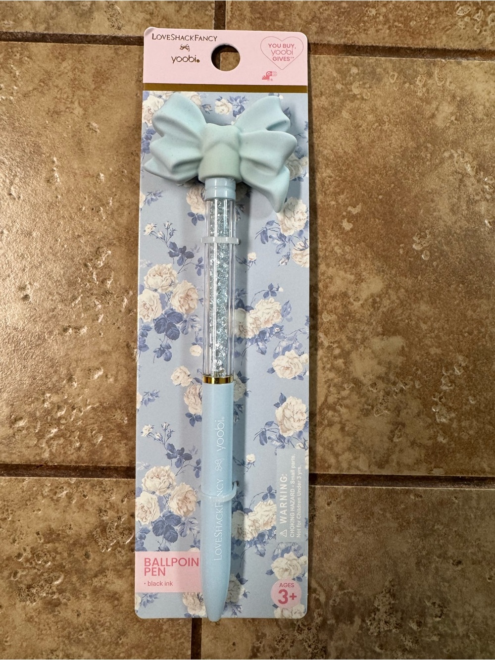 Yoobi LoveShackFancy Pastel Blue Bow Ballpoint Pen